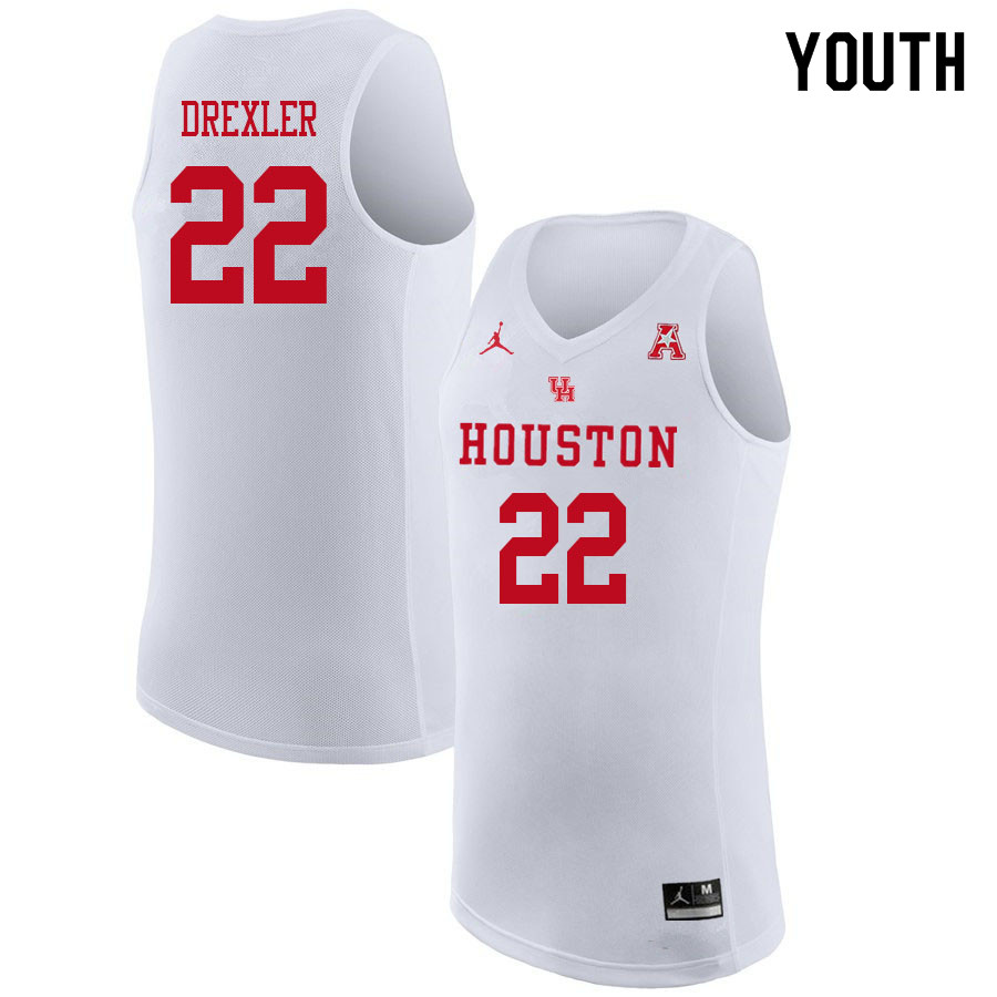 Jordan Brand Youth #22 Clyde Drexler Houston Cougars College Basketball Jerseys Sale-White